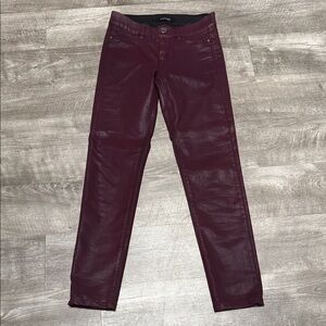 White House Black Market Maroon Coated Skinny Pants